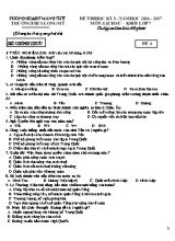 Đề thi học kỳ I - Năm học 2016 - 2017 môn Lịch sư  Khối lớp 7 - Đề A